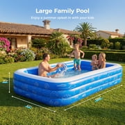Inflatable Pool for Kids and Adults, 120x6822 Oversized Thickened Family Swimming Pool Blow Up Pool, Blue