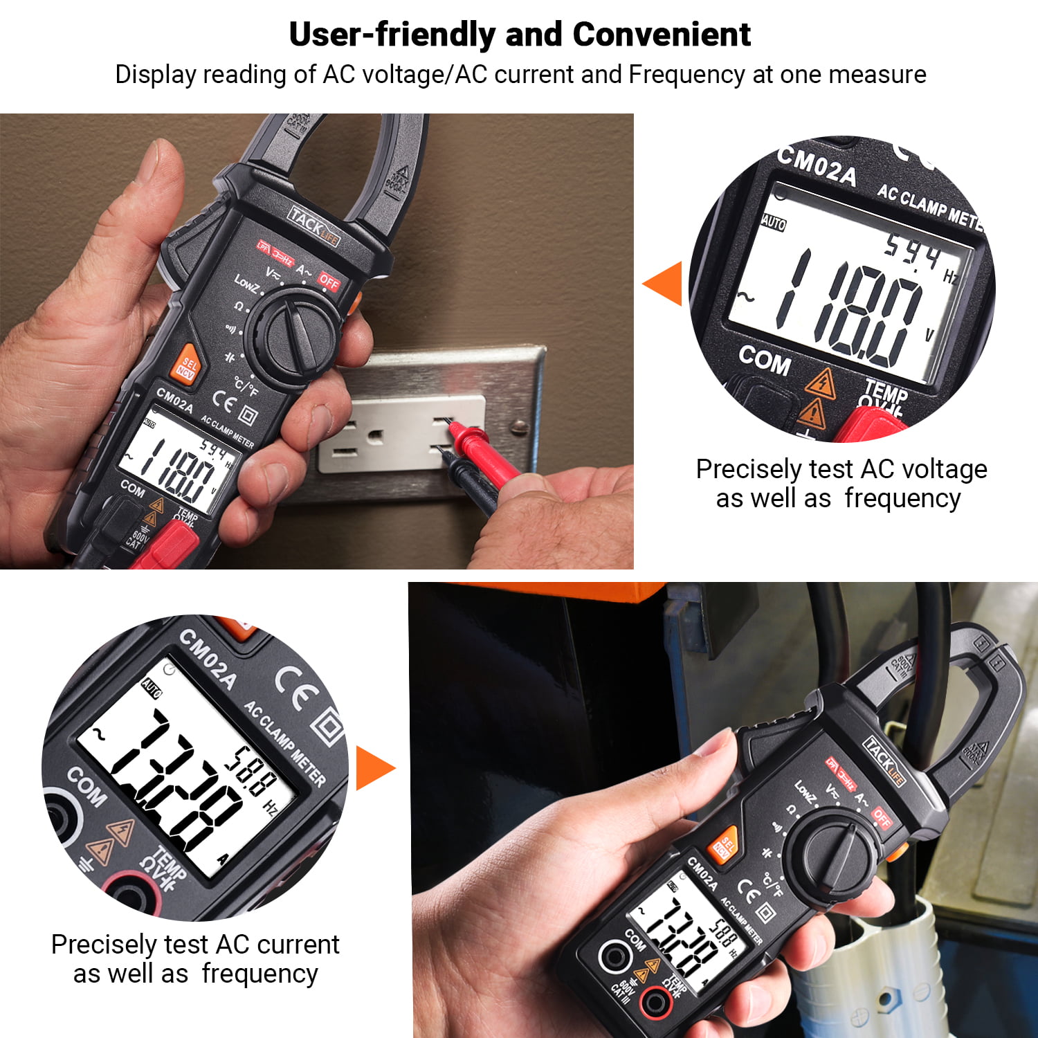 Digital Clamp Meter Tacklife CM02A 600 Amp TRMS 6000 Counts NCV With AC Current for sale online 