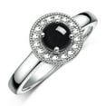 thumbnail image 4 of RYLOS Rings for Women 14K White Gold Halo Ring with Round 4MM Gemstone &  Diamonds Cabochon Onyx Jewelry Size 8, 4 of 8