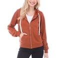 thumbnail image 1 of Made by Olivia Women's Solid Basic Long Sleeve Zip Up Fleece Jacket, 1 of 5
