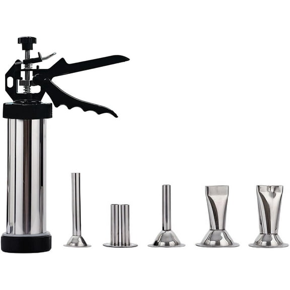 Manss Professional Jerky Gun Kits, Sausage Stuffer, Stainless Steel Jerky Maker, Jerky Shooter, Beef Jerky Making Gun with 5 Nozzles