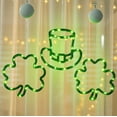 thumbnail image 2 of RuWeoMaa 2 Pack St Patricks Day Decorations Shamrock Hat Neon Lights, Green Decor Clover Window Lights, Batteries Powered St. Patrick's Day Lighted Shamrocks for Party Wall Bedroom Indoor Outdoor, 2 of 9
