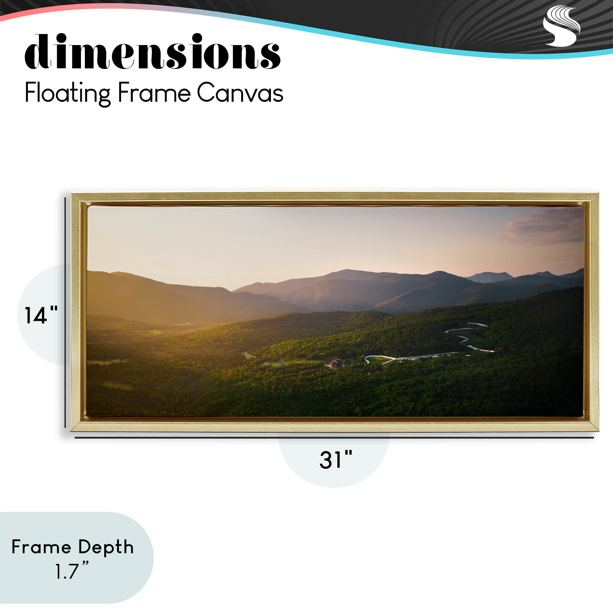 Stupell Industries Winding Road Through Forested Mountains Gold Framed Floater Canvas Wall Art, design by Jonathan Zaharek