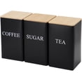 thumbnail image 1 of HUGFEGWE Sugar Container, Coffee Tea Sugar Container Set of 3 Iron Tea Coffee Sugar Canister Set with Bamboo Lid and Name Marker Simple Square Kitchen Canister Set for Coffee Tea Sugar CA919-161952, 1 of 7
