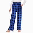 thumbnail image 2 of UAYOTSE Unisex Plaid Long Sleep Trousers Soft Loose Lounge PJ Bottoms Drawstring Design for Mid & Big Kids,Sizes 11-12 Years, 2 of 5