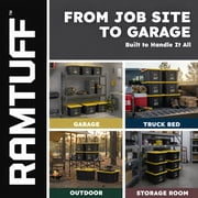 Ramtuff 6 Pack Heavy Duty Stackable Storage Container, Snap-Tight Lid, 27 Gallon, Black