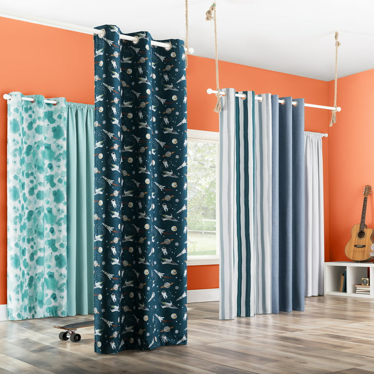 Sun Zero Tie Dye Print 100 Blackout Grommet Single Curtain Panel 40 X 84 In Surf Blue Com