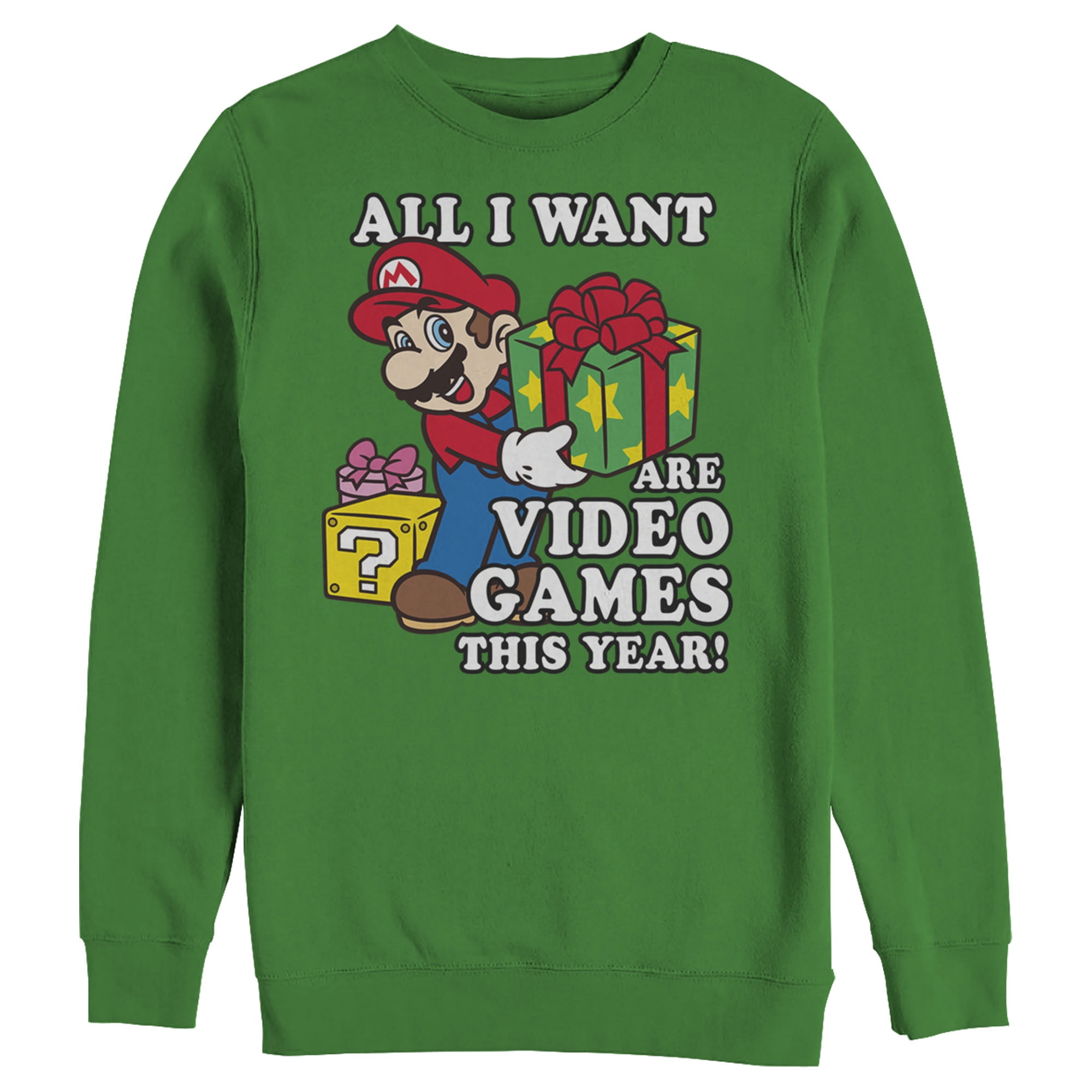 Men s Nintendo Christmas Mario All I Want Are Video Games Sweatshirt