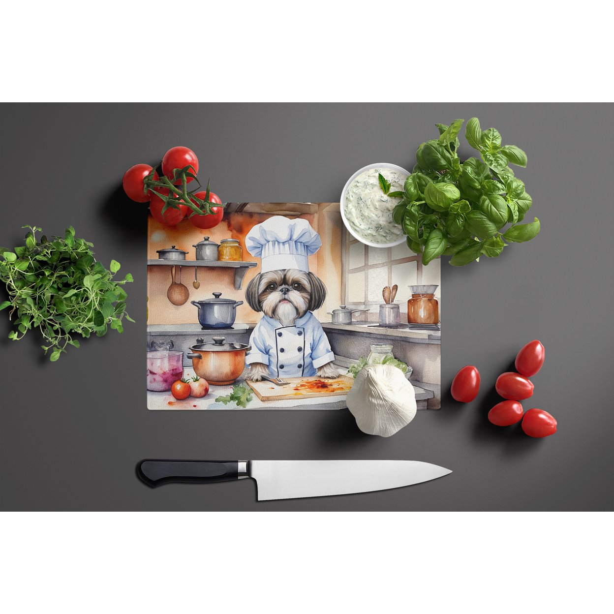 Shih Tzu The Chef Glass Cutting Board 12 in x 15 in