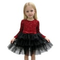 thumbnail image 2 of LYHaoo Sparkly Dress For Girls Party Tutu Gown Elegant Formal Occasion Shimmering Sequin Birthday Celebration Outfit，Little Girls Dresses Sizes 11-12 Years Red, 2 of 5