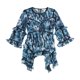 thumbnail image 1 of Blusa de punto estampada con volantes bar III para mujer azul mediana, 1 of 2