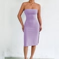 thumbnail image 2 of Delconic Women’s Strapless Bodycon Tube Dress Sleeveless Slim Fit Knee Length Textured Fabric Casual Wear Light Purple L, 2 of 6