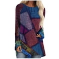 thumbnail image 2 of Womens Tops Blouses Crew Neck Long Sleeve Elegant Flannel Elegant Womens Shirts Tank,Purple,3XL, 2 of 3