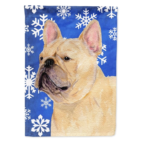 French Bulldog Winter Snowflakes Holiday Garden Flag