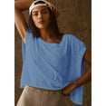 thumbnail image 2 of Women Short Sleeve Workout Shirts Open Back Tops Casual Yoga  Athletic Gym Slouchy Crop Running Tees, 2 of 14