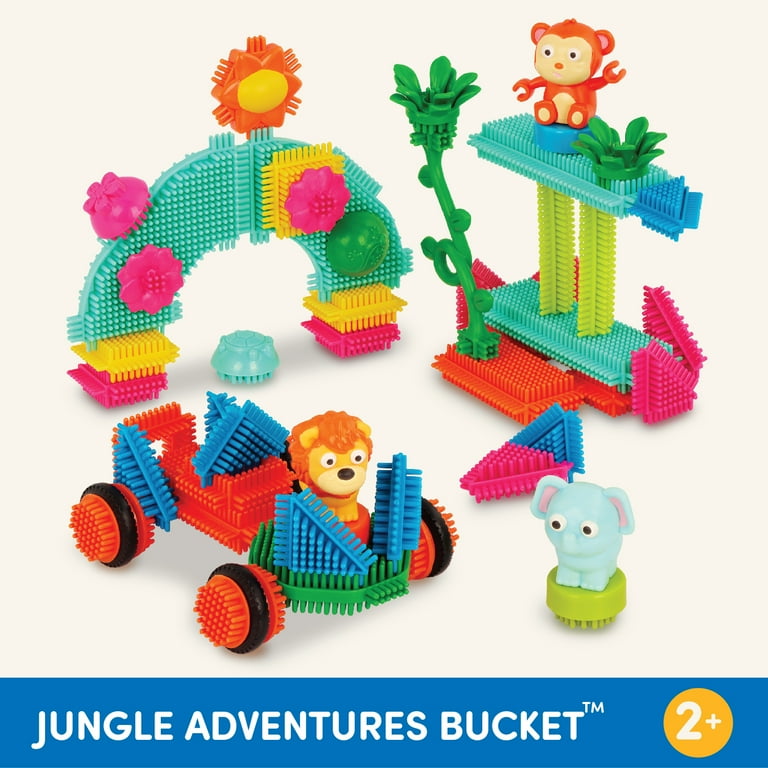 Jungle-Themed Interlocking Building Blocks with Storage Bucket photo 4