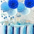 thumbnail image 3 of LQQBOX Blue Tissue Paper Pom Poms Decorations 10 inch and 12 inch,12 Piece Set for Gender Reveal or Shower Birthday Party Hanging Decor, 3 of 7