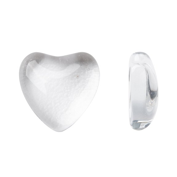 200pcs Transparent Glass Heart Cabochons Clear 8x8x3.5~4mm