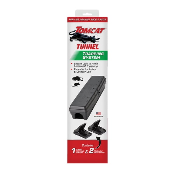Tomcat Tunnel Trapping System for Mice and Rats, Rat & Mice Traps - 1 Tunnel Station and 2 Reusable Snap Traps
