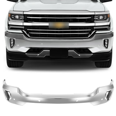 SCITOO Chrome Steel Front Bumper Face Bar fit for 2016-2018 for Chevrolet Silverado 1500,2019 for Chevrolet Silverado 1500 LD Comes with Parking Sensor Holes&With Fog Light Holes