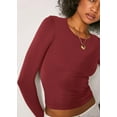 thumbnail image 2 of Women's Sexy Long Sleeve Square Neck Tops Slim Fitted Double Lined Basic Shirts, 2 of 3