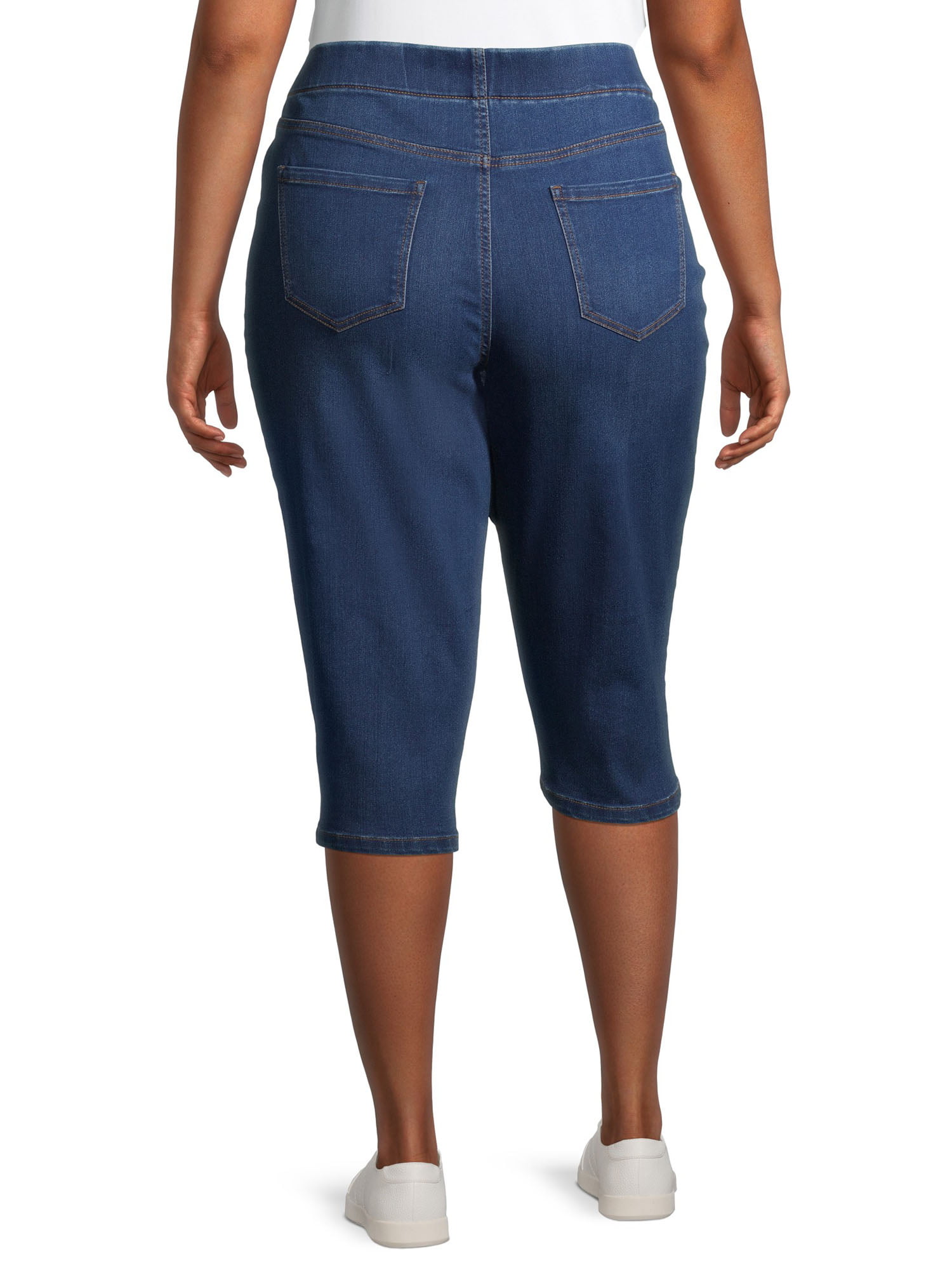 Lot of 10 Women Capri Jeans Pants Plus Size Dark Blue Denim Wholesale Mix  17~24