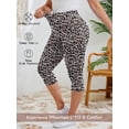 thumbnail image 2 of SHOWMALL Women's Plus Size High Waisted Capri Yoga Leggings with Pockets, Tummy Control Cropped Workout Pants for Gym & Running, Fancy Peachy Leopard, Size 2X, 2 of 9