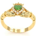 thumbnail image 5 of Claddagh Peridot Diamond Ring In Solid 14k Yellow Gold, 5 of 6