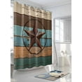 thumbnail image 3 of Texas Star Shower Curtain Set, Waterproof Shower Curtains for Bathroom, Teal Brown Farmhouse Wooden Country Washable Fabric Cloth Bath Curtain for Bathtub Decoration with Hooks 72x78 Inches, 3 of 6