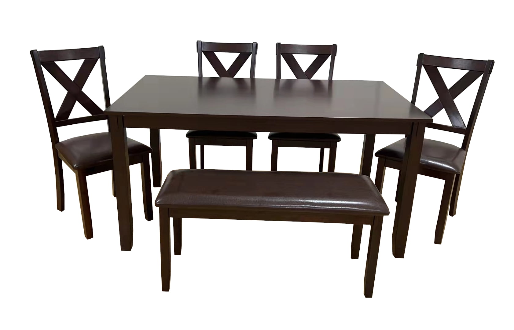 K-Living Scilla 6-Piece Solid Wood Dining Set ( 1 TABLE WITH 4 CHAIRS & 1 BENCH)
