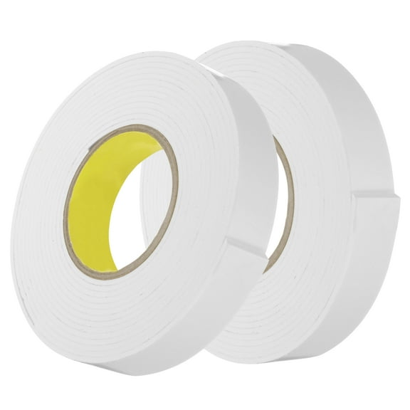 Uxcell 2Pcs Rolls Single Sided Foam Tape Removeable EVA Sponge Mounting Tape Strong Adhesive Tape Strips White 16ft x 1 3/16" x 1/8"