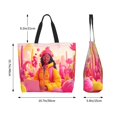 thumbnail image 5 of Bingfone Canvas Tote Bag for Women with Inner Pocket Aesthetic Cute Shopping Tote Bags Reusable Grocery Bags- Digital Nomad Pink Landscape, 5 of 8