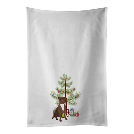 

Pit Bull Chocolate Christmas White Kitchen Towel Set of 2 19 in x 28 in