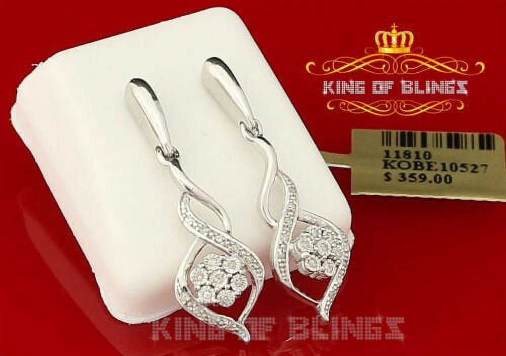 King of Bling's 925 Sterling Silver 0.15ct Diamonds Hip Hop For Women's White Stud Earrings