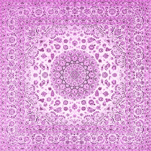 Ahgly Company Indoor Square Medallion Pink Traditional Area Rugs, 6' Square