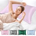 thumbnail image 1 of Xihbxyly Juego de Fundas de Almohada de Satén de Seda, Tejido Suave y Transpirable, Reduce El Encrespamiento, Proporciona Un Ambiente de Sueño Confortable, Esencial para Un Sueño Reparador, Juego de, 1 of 7