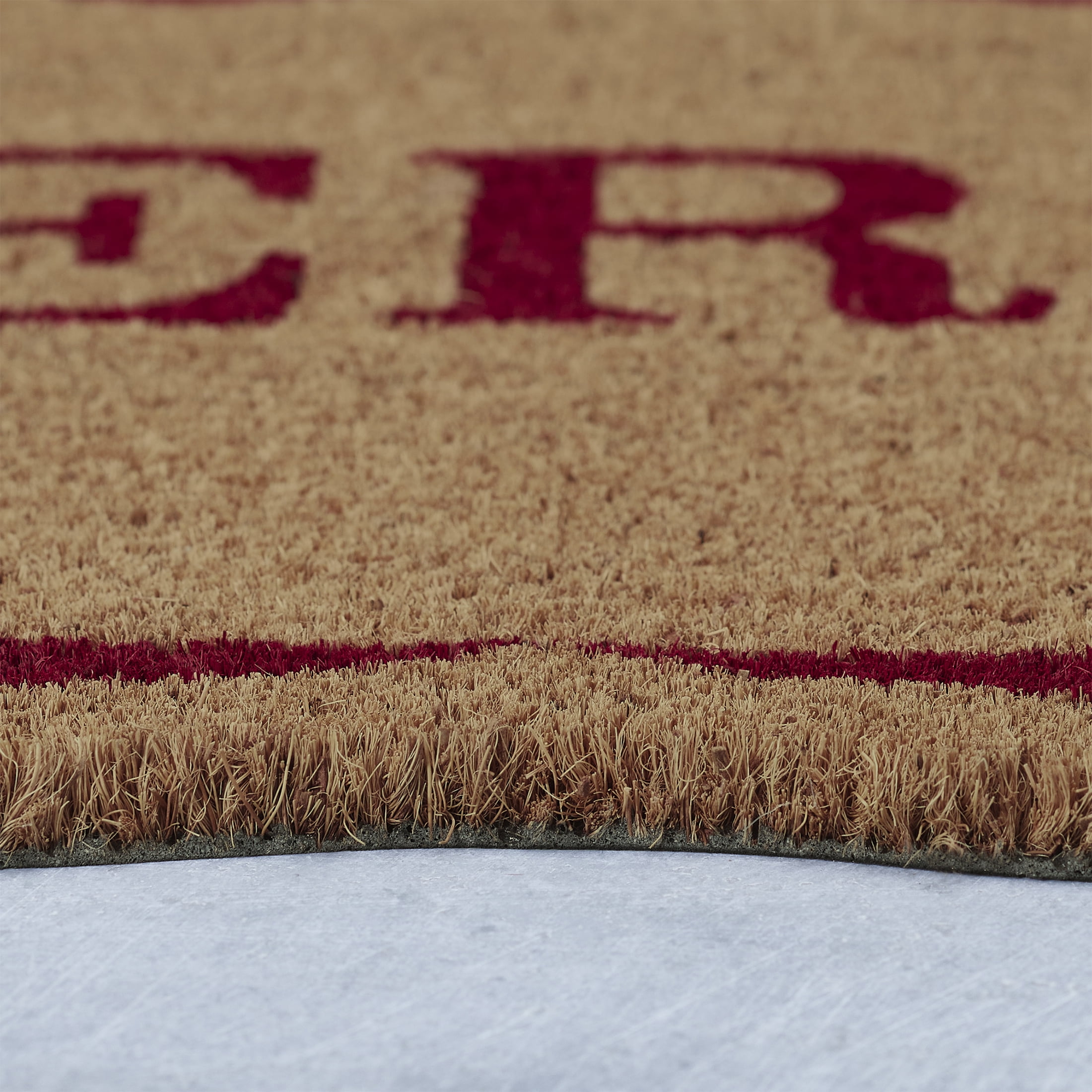My Texas House Natural/Red Merry Ribbon Outdoor Coir Doormat, 30" x 48"
