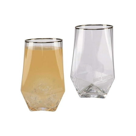 Harley-Davidson Geometric Highball Set, Etched H-D Logos - Set of Two 18 oz., Harley Davidson