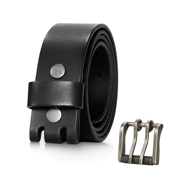 Wrangler Men's Genuine Leather Belt 38mm Double-Prong Roller Buckle