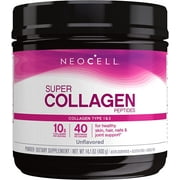 NeoCell Super Collagen Peptides Powder, 14 Ounces, Non-GMO, Grass Fed, Paleo Friendly, Gluten Free, For Hair, Skin, Nails & Joints (Packaging May Vary), Unflavored, 40 Servings