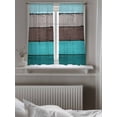 thumbnail image 5 of Aqua Grey Curtains 45 Inch Length, Sheer Curtains for Bedroom Living Room Window Vintage Stripe Farmhouse Wood Grain Ombre Rod Pocket Voile Drapes Kitchen Curtains Small Half Window 42"x45" 2 Panels, 5 of 6