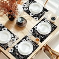 thumbnail image 4 of Cotton Linen Waterproof Placemats Set of 4, Floral Black Dining Mat Table Mats Decor Fabric for Kitchen Dinner Coffee Shop Table, Indoor/Outdoor Washable Wipeable Placemat -N036, 4 of 5
