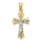 Finest Gold 10K Yellow with Rhodium Filigree Crucifix Pendant