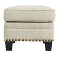 thumbnail image 2 of Benjara Nailhead Trim Fabric Upholstered Wooden Frame Ottoman, Light Gray, 2 of 3