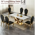 thumbnail image 2 of GAKMCIL 70" Rectangle Faux Marble Dining Table for 6-8 People, Modern Kitchen Table with Mirror Polished Stainless Steel Base, Easy Assembly, 300lbs Load for Dining Room, Kitchen, Office (Gold&Grey), 2 of 7