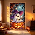 thumbnail image 6 of Halloween Ghost Door Cover,Cute Ghost Photography Backdrop Funny Pumpkin Moon for Halloween Front Door Wall Porch Sign Party Decorations, 6 of 6