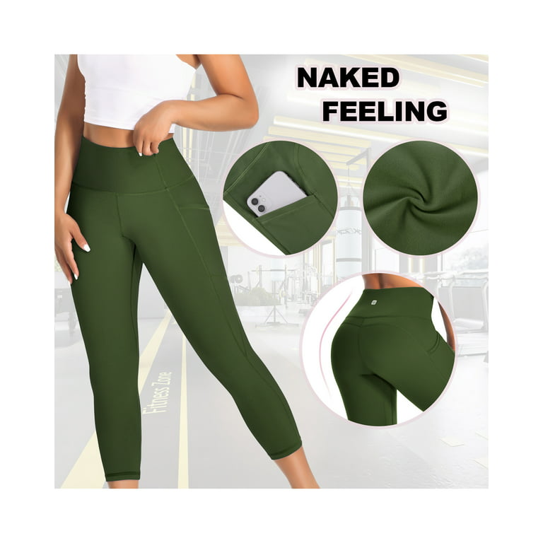 UUE 21Inseam Olive Workout Leggings for Women,Yoga Capris with
