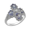thumbnail image 1 of LBG British Made 925 Sterling Silver Natural Diamond & Tanzanite Womens Statement Ring - 33 size options - Size 6.5, 1 of 6