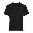 thumbnail image 4 of xfsWaSs Polo Shirts for Women Short Sleeve Golf Shirts Collared V Neck Slim Fitted Tops Athletic T-Shirts Trendy Summer Tops, 4 of 4