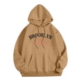 thumbnail image 4 of USNSM Men's Fashion BROOKLYN 1898 NEW YORK Letter Printed Hoodie Casual Hispter Sport Pullover Tops Long Sleeve Drawstring Hooded Sweatshirt with Pocket Khaki L, 4 of 5